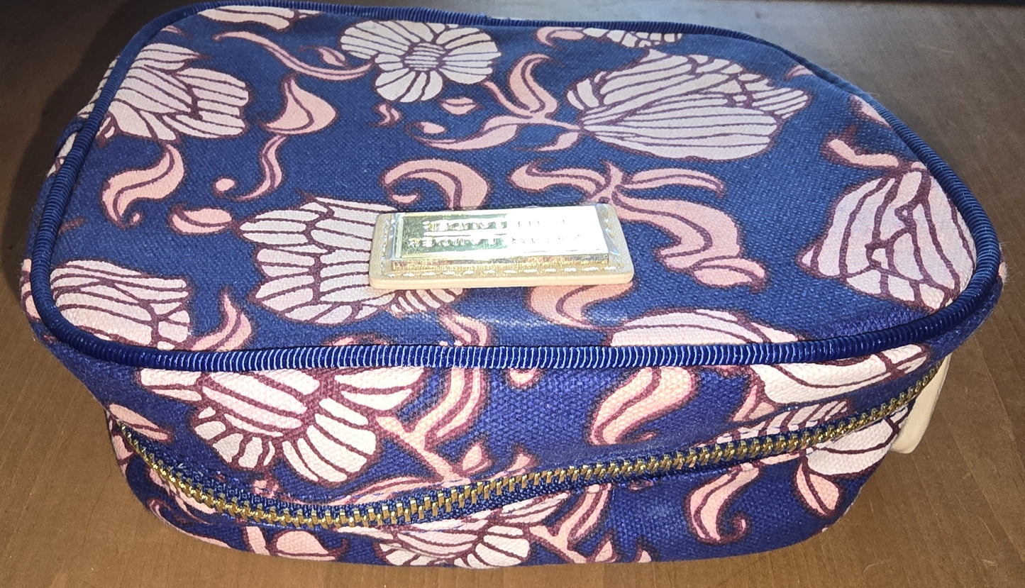Estee Lauder Floral Cosmetic Bag - Blue & Pink Travel Pouch