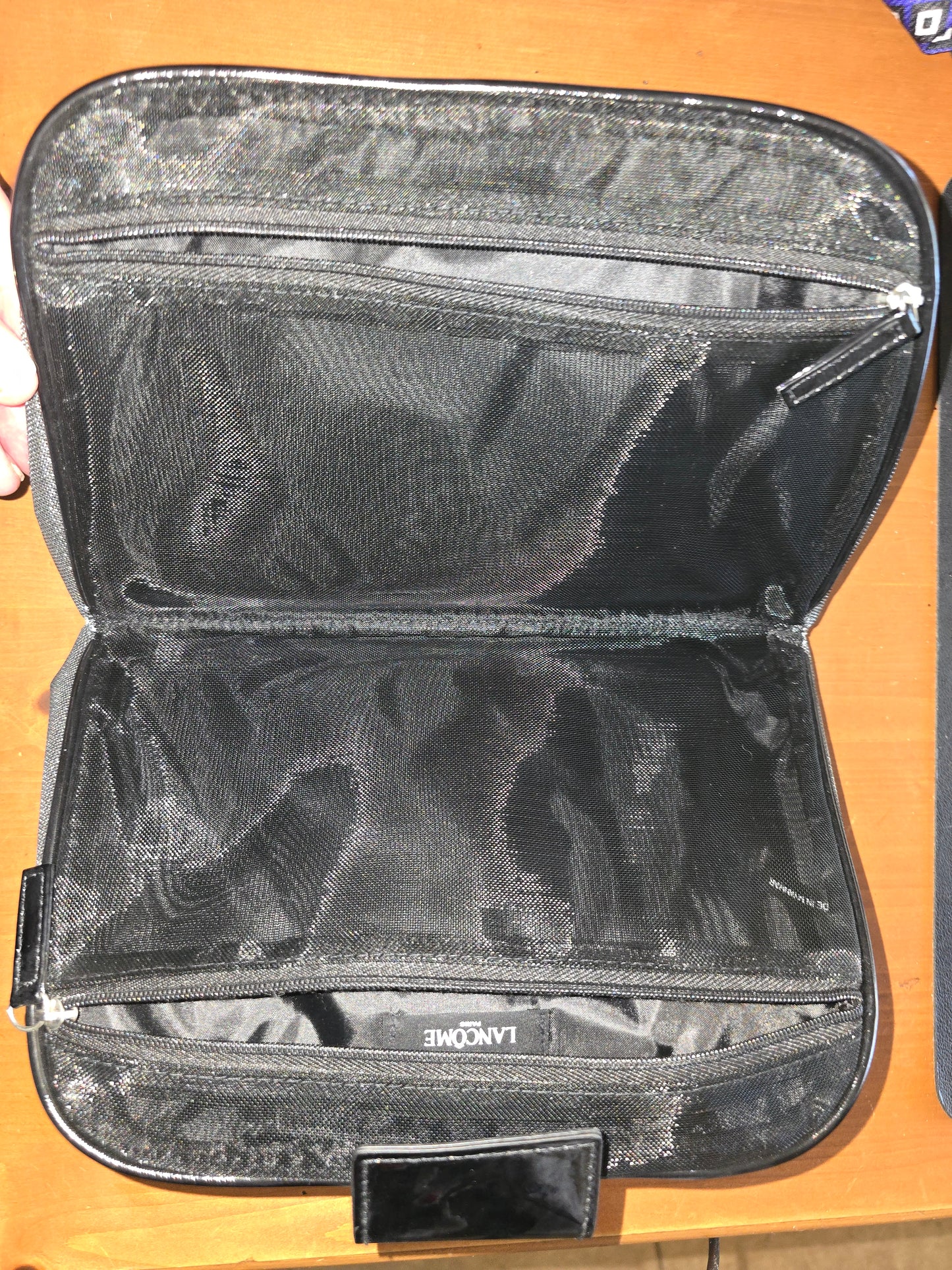Lancôme Signature Cosmetic Bag Mesh in Silver Foldable NEW