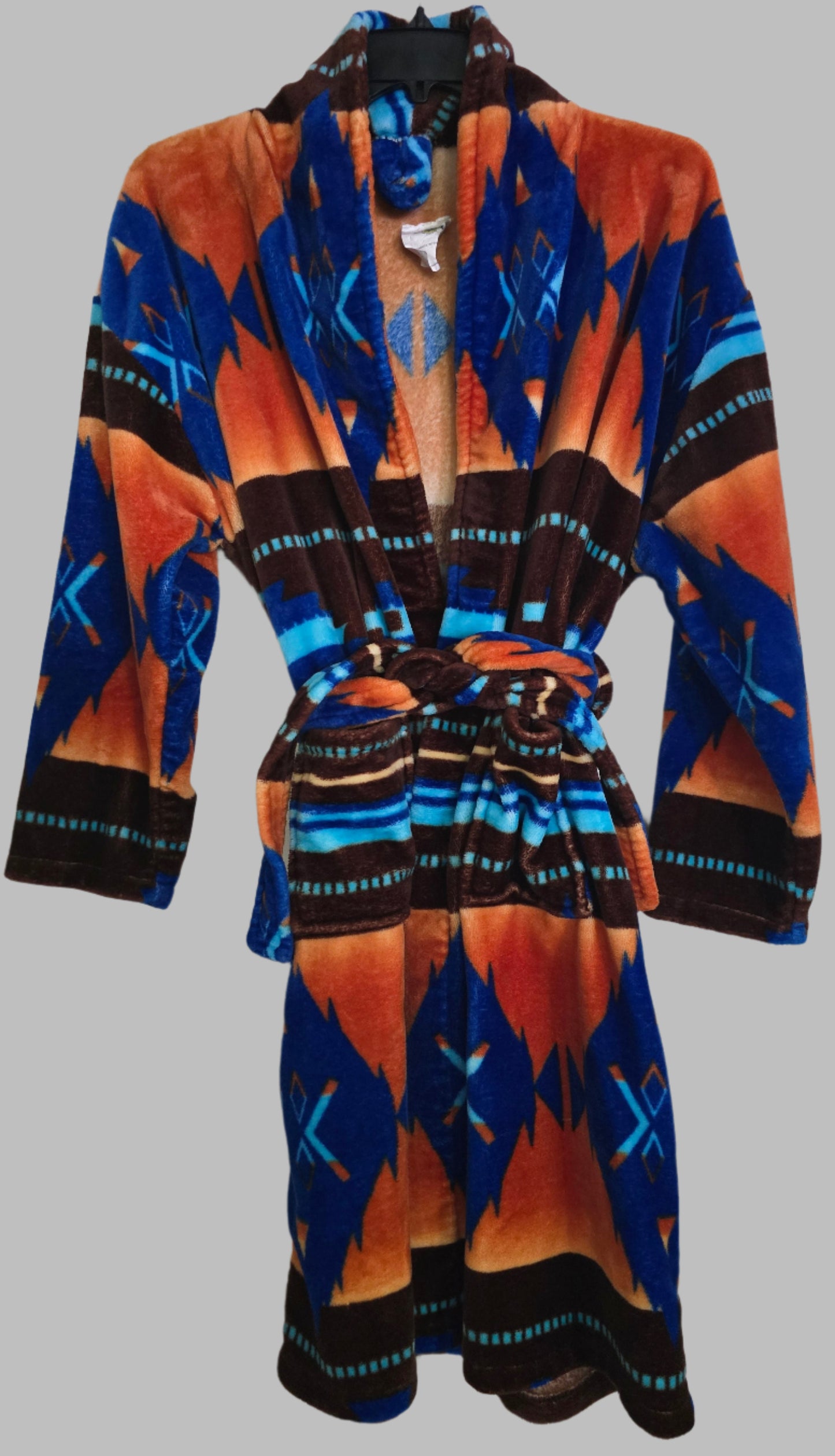 Los Alamos Robe Soft Southwestern Style Bathrobe - Colorful Tribal Print L/XL