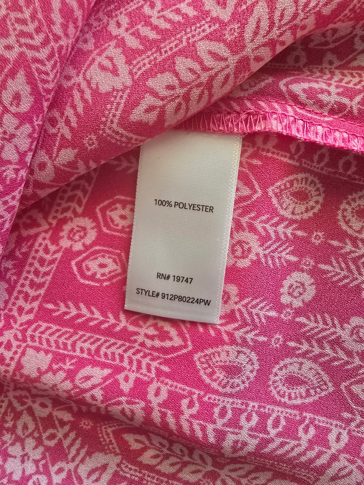 Pre-loved Hot Pink Off-Shoulder Smocked Top - White Bohemian Print