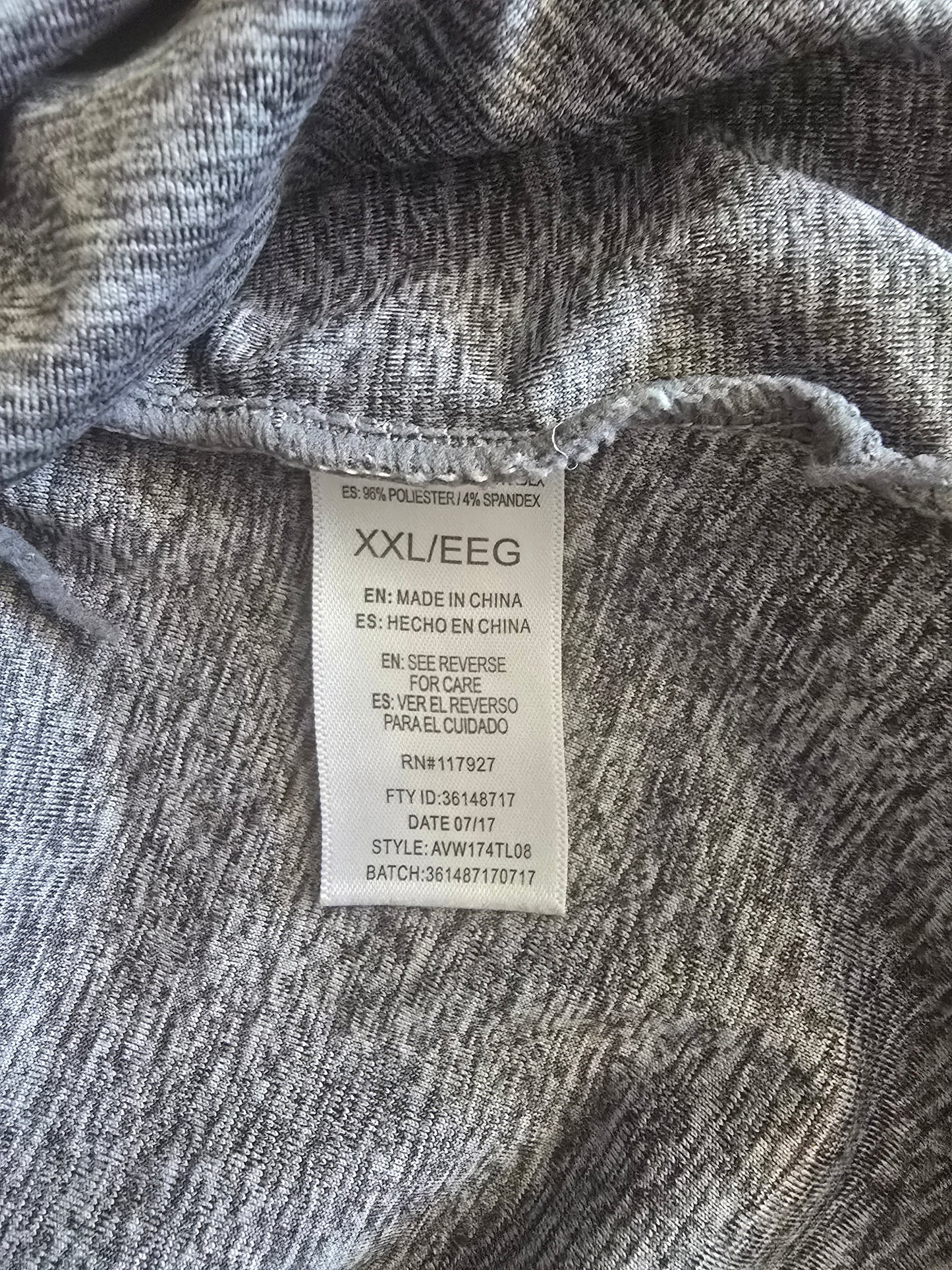 Pre-loved Avia Grey Long Sleeve Active Top - V-Neck Athletic Shirt
