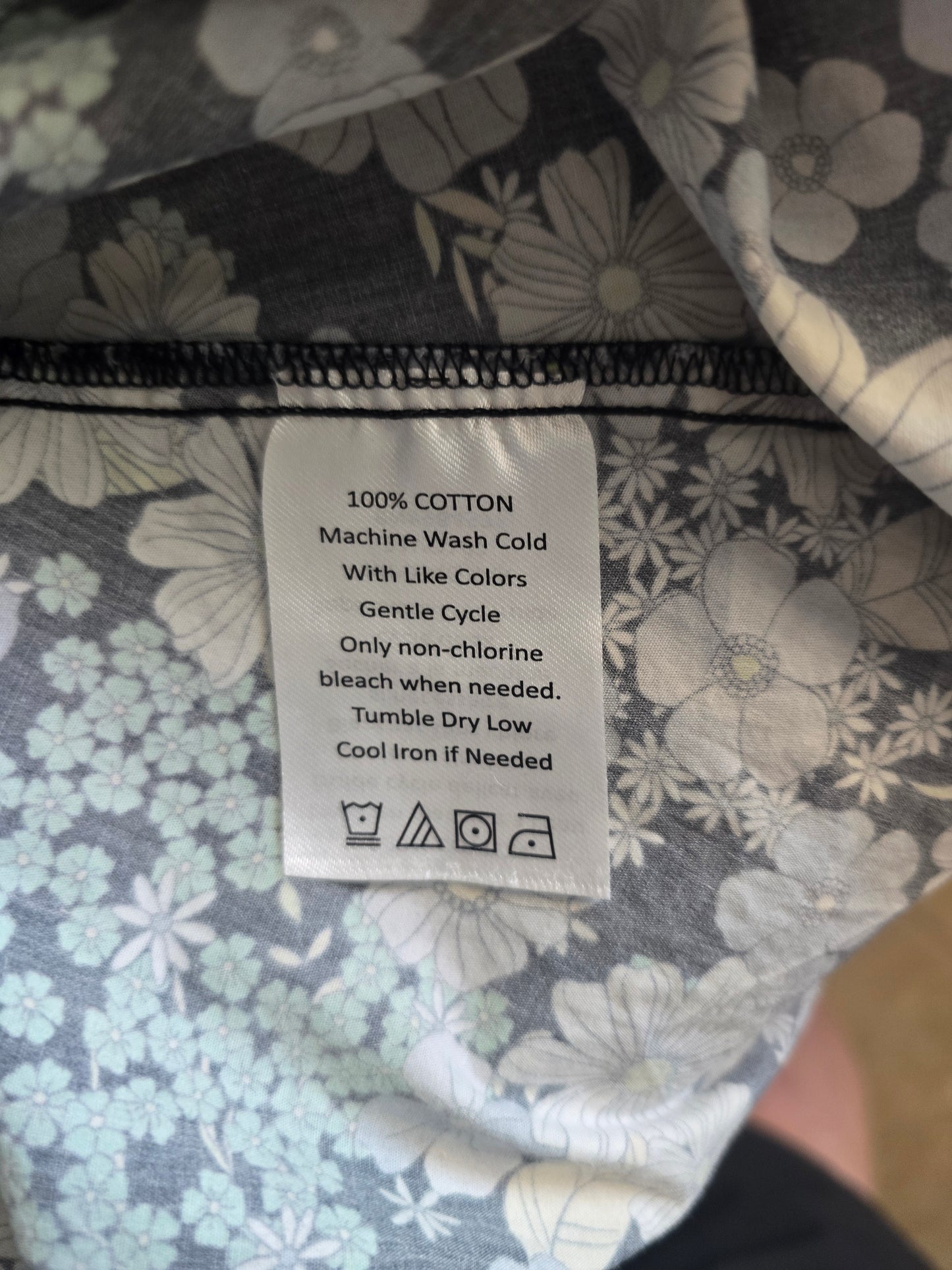 Pre-loved Floral Sundress - Blue, Black & White with Pockets & Smocked Bodice