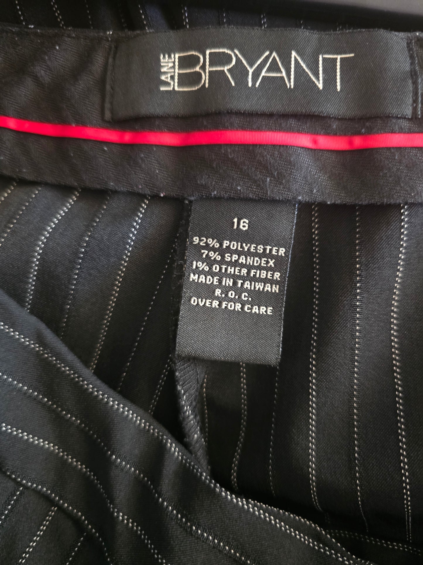 Pre-loved Lane Bryant Women's Black Pinstripe Bootcut Dress Pants - Size 16