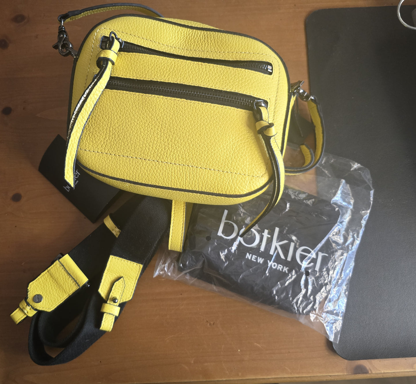 Botkier New York Women's Yellow Pebbled Leather Camera Crossbody Bag - New with Tags