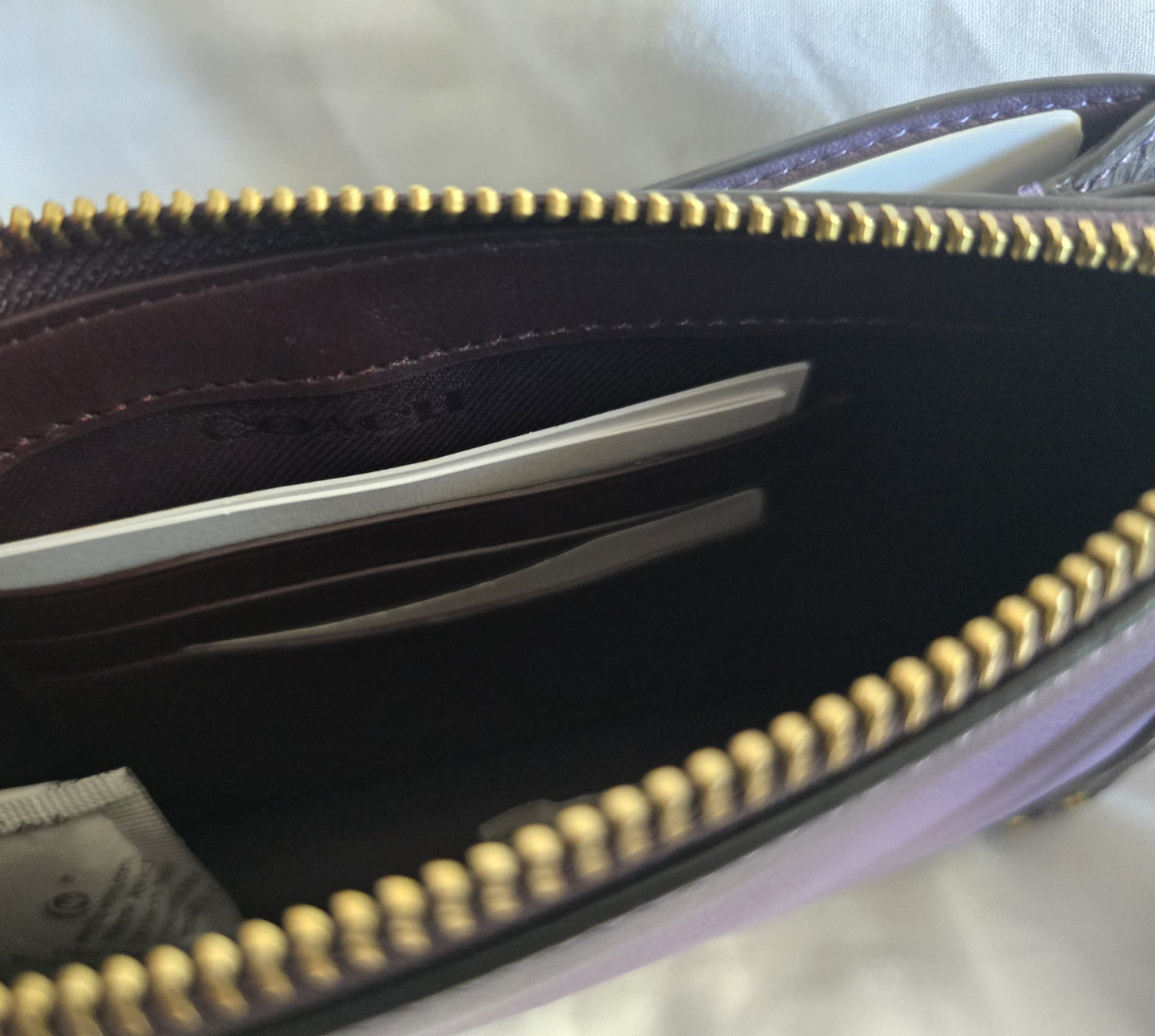 New COACH Ext Drawstring Wristlet 73957 - Dusty Lavender Purple & Snake Print