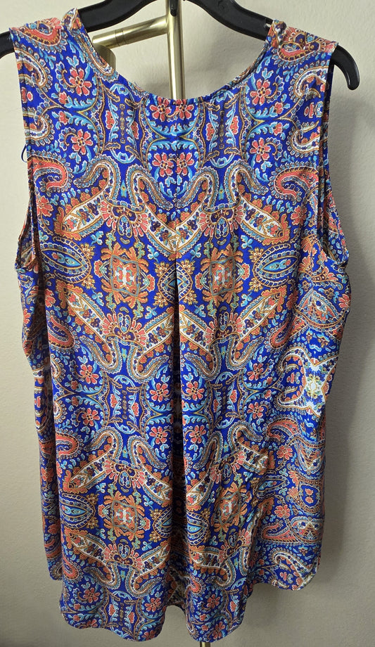 Boho Chic: Pre-Loved Olive & Rose Rust Orange Sleeveless Top size 1X