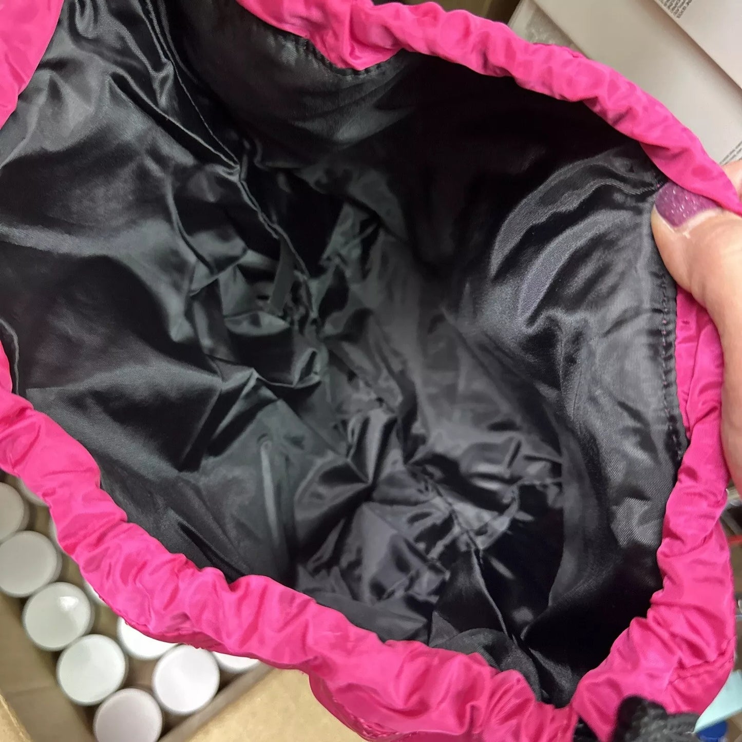 Pink Quilted Drawstring Cosmetic Bag - Travel Pouch