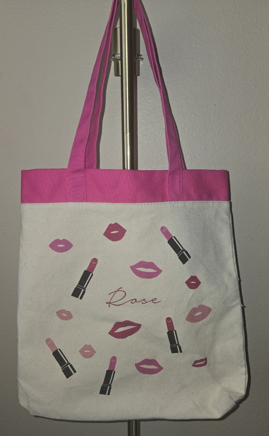 Lancôme Paris Canvas Lip & Lipstick Print Cosmetic Makeup Tote Bag