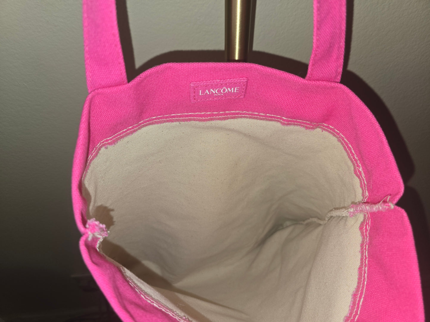 Lancôme Paris Canvas Lip & Lipstick Print Cosmetic Makeup Tote Bag