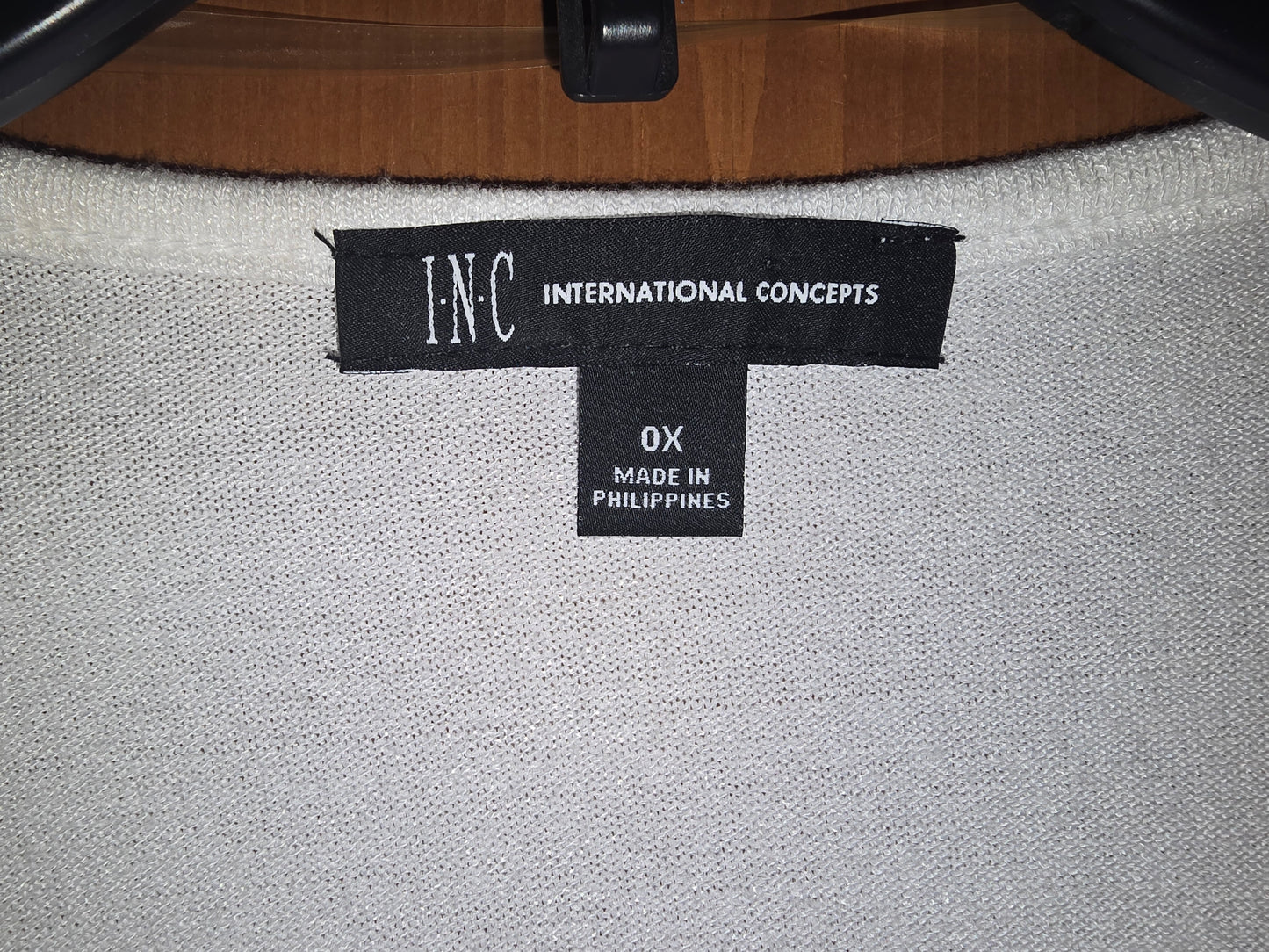 INC Concepts White Overlay V-Neck Top - Size 0X