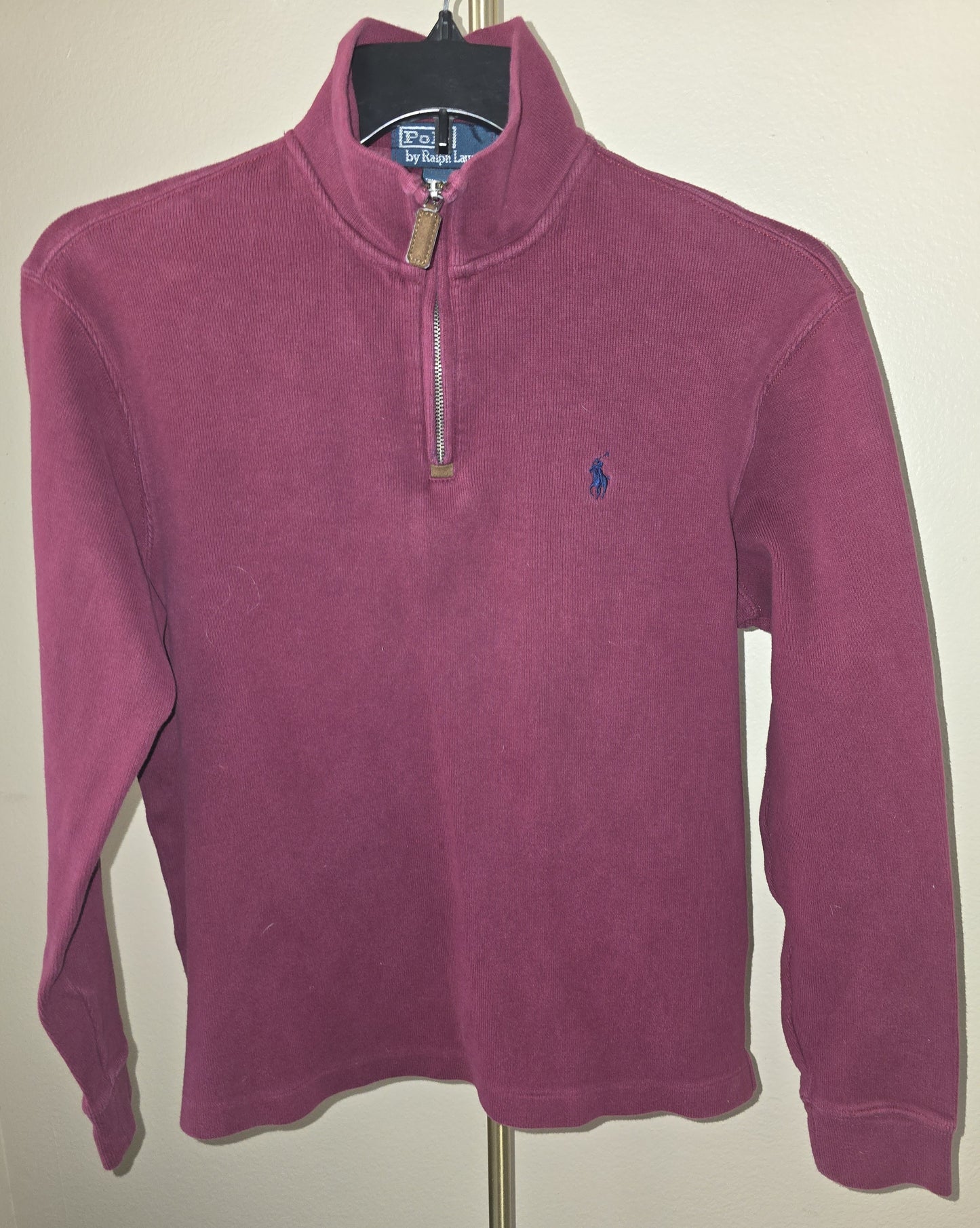 Used Polo Ralph Lauren Maroon Quarter-Zip Horse Logo Small