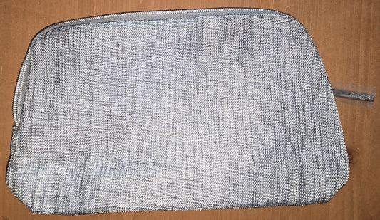 LANCOME Gray Woven Sparkle Makeup Bag Toiletry Pouch Cosmetic Case
