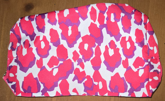 ESTEE LAUDER Hot Pink / Purple Cheetah Print Cosmetic Bag Polyester