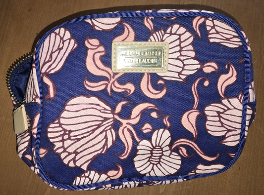 Estee Lauder Floral Cosmetic Bag - Blue & Pink Travel Pouch