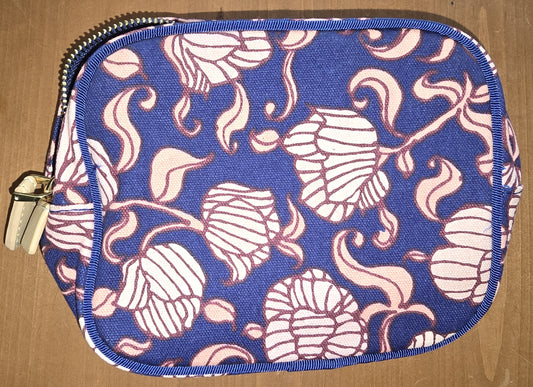 Estee Lauder Floral Cosmetic Bag - Blue & Pink Travel Pouch