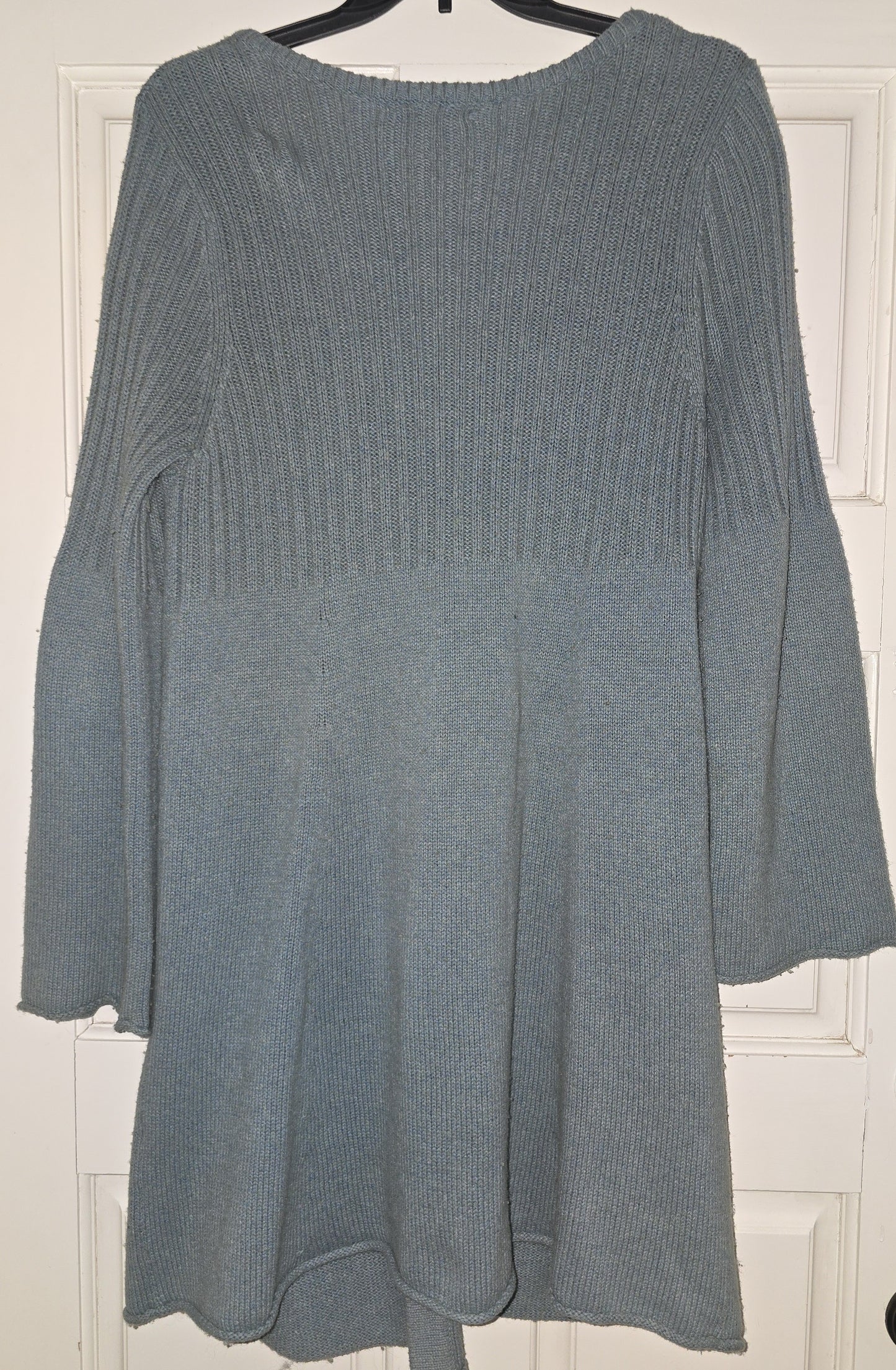 Cozy Dusty Blue Button-Front Cardigan with Bell Sleeves