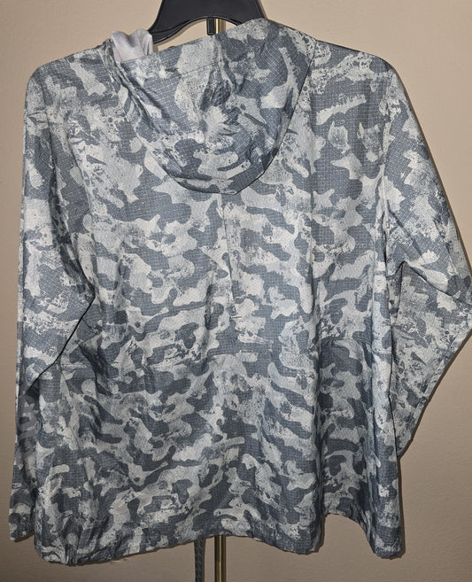Columbia Women's Green Camouflage Long Sleeve Hoodie Windbreaker Rain Jacket 2X