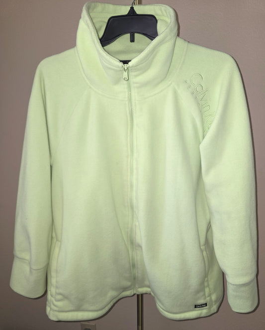 Pre-loved Calvin Klein Full-Zip Fleece Jacket - Lime Green / Pale Yellow
