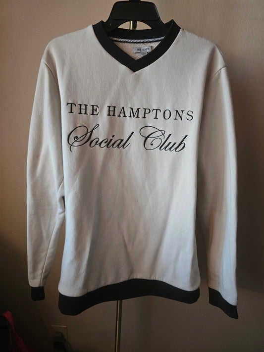 Pre-loved "The Hamptons Social Club" V-Neck Long Sleeve Shirt - Cream