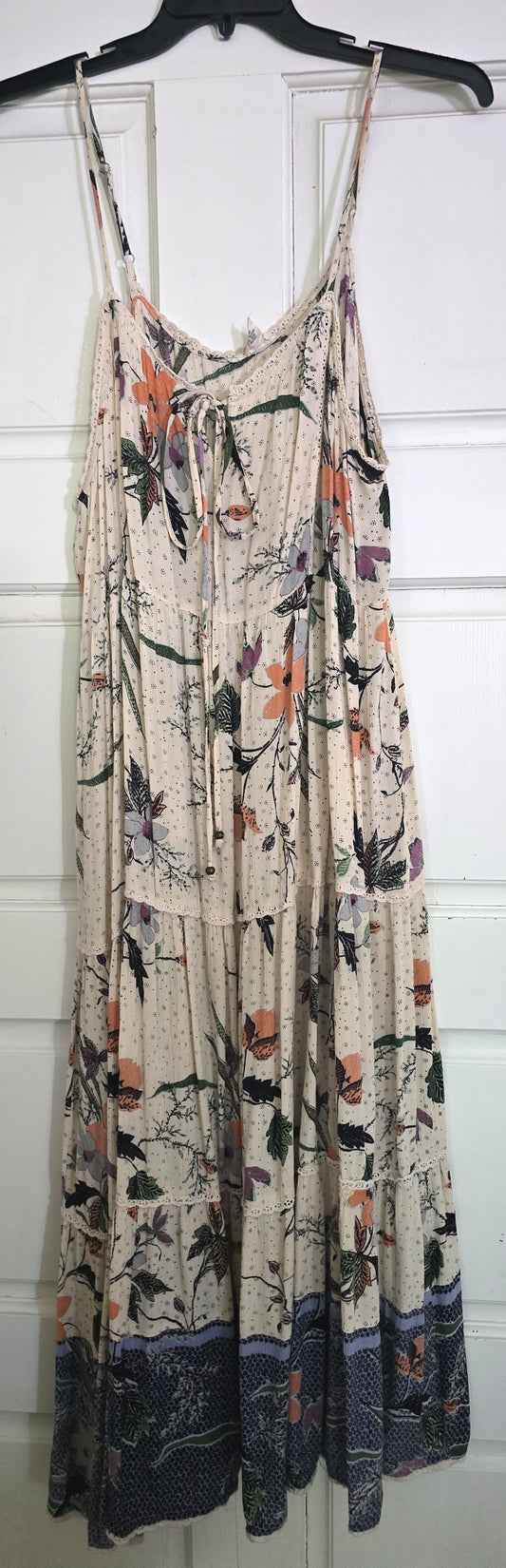 Pre-loved Cream Floral Spaghetti Strap Dress - Tiered & Flowy