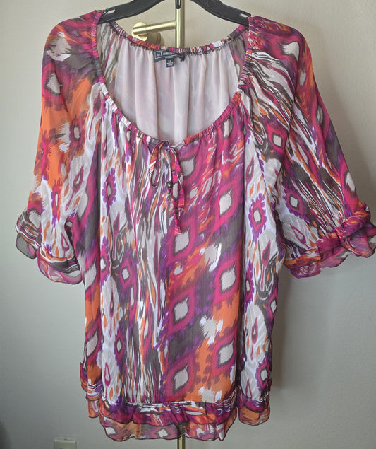 Pre-loved Elementz Multi-Color Floral Top - Twisted Knot Front Blouse