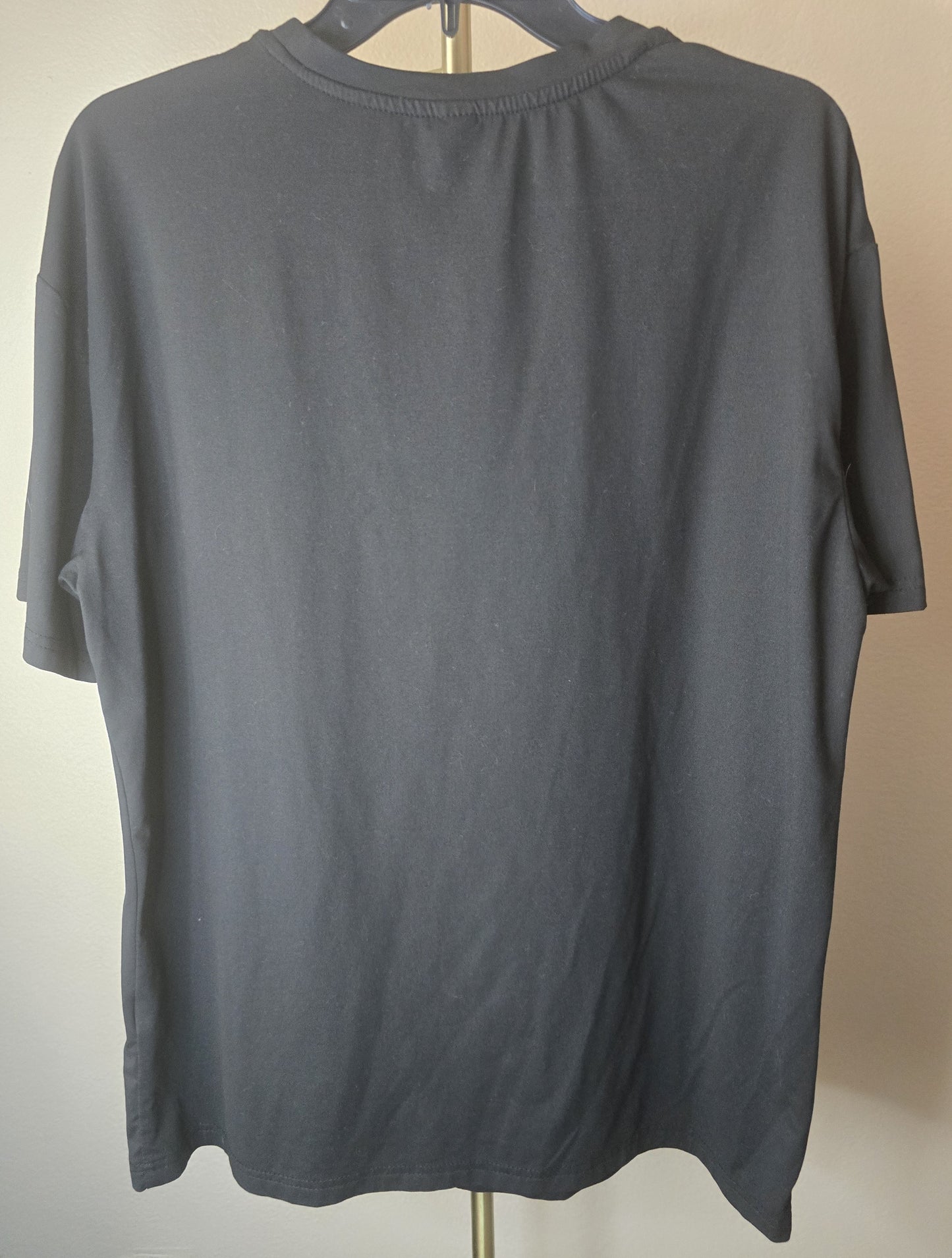 Pre-loved Black Graphic T-Shirt - Gothic Lettering & Crosses