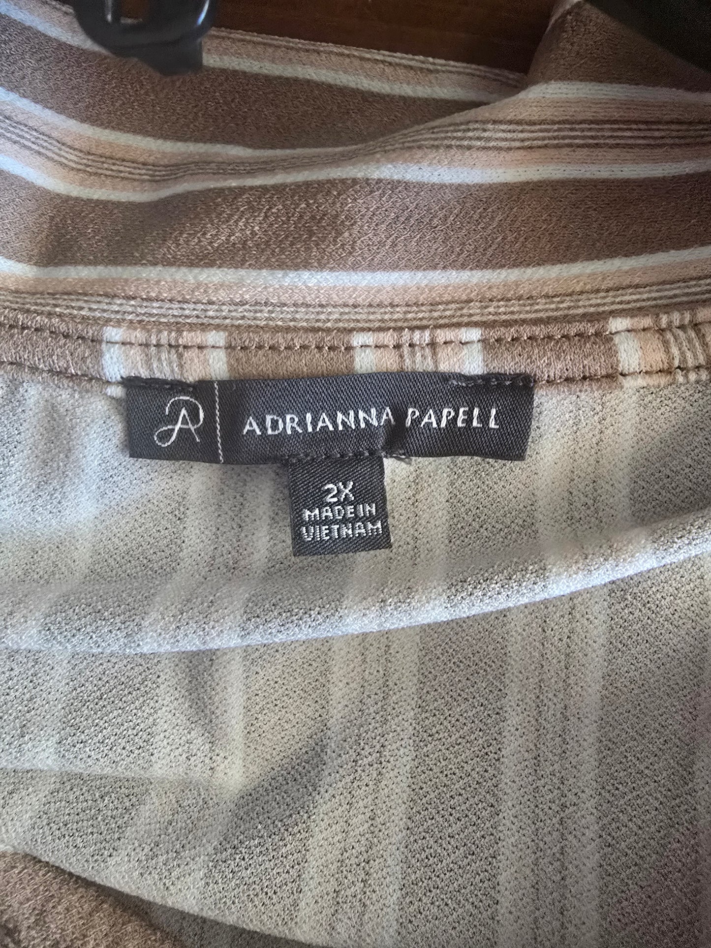 Pre-loved Beige & White Striped Tie V-Neck Blouse - Short Sleeve
