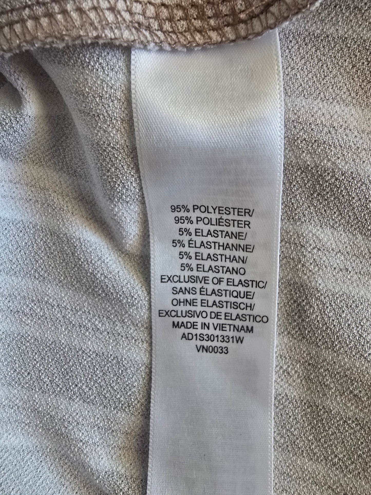 Pre-loved Beige & White Striped Tie V-Neck Blouse - Short Sleeve