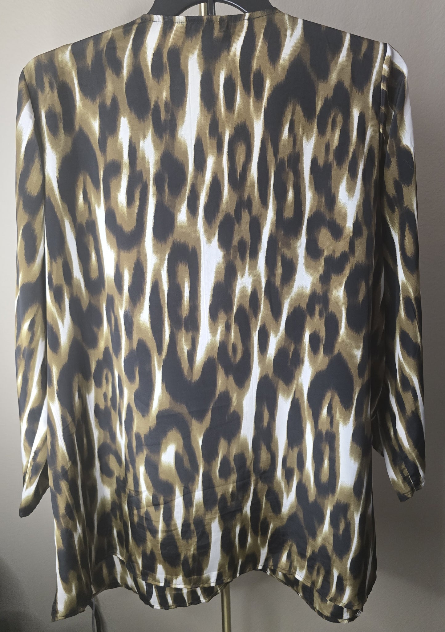 Pre-loved Animal Print Tunic Top - Beaded & Gold Chain V-Neck