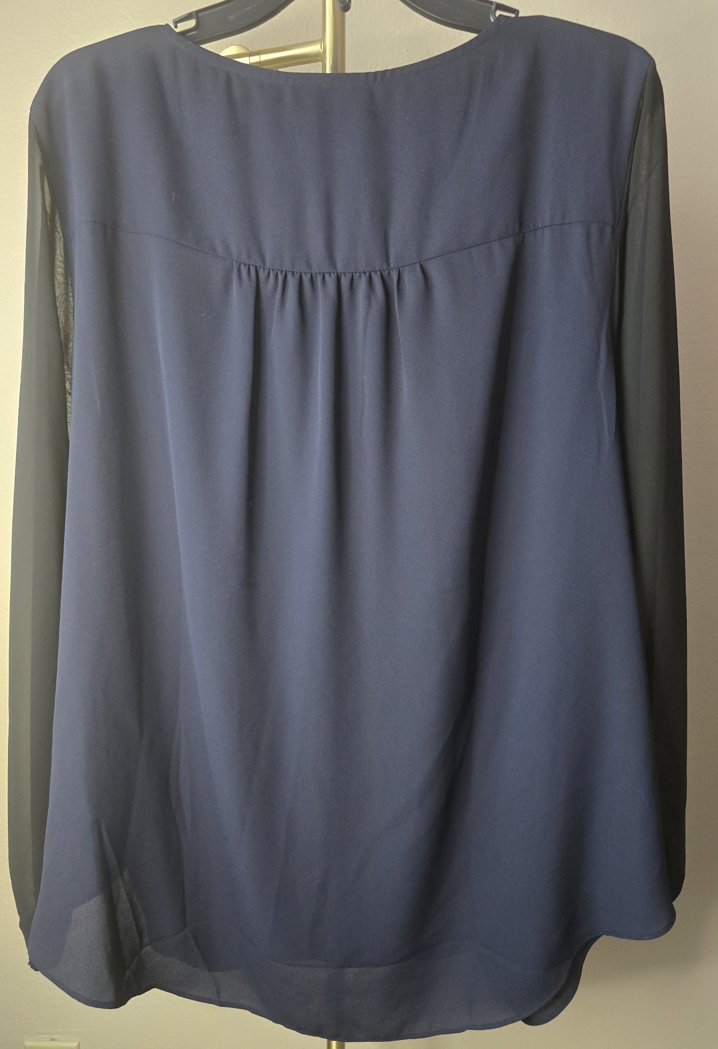 Pre-loved Alfani Navy Blue & Black Blouse - Beaded Scoop Neck Top