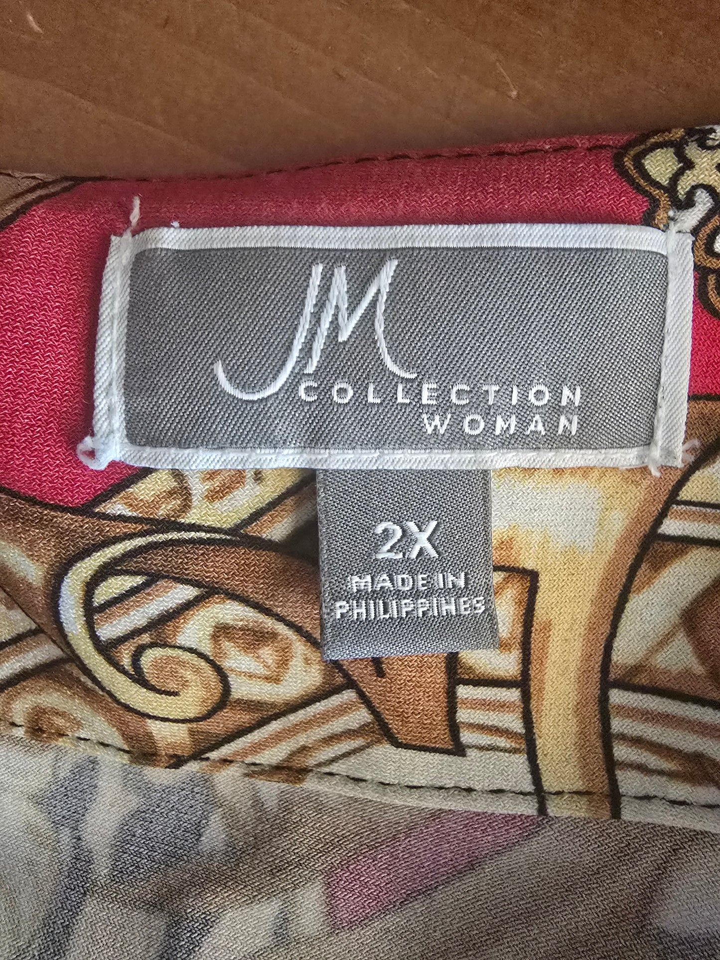 Pre-loved Red & Gold Ornate Print Blouse - Chain & Leopard Pattern