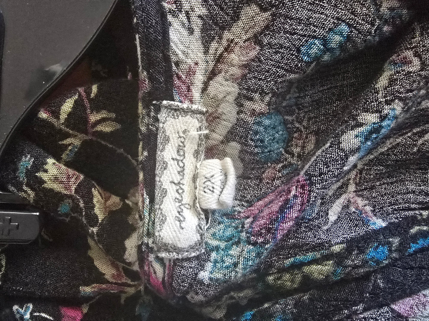 Pre-loved Black Cold Shoulder Blouse - Multi-Color Floral Print