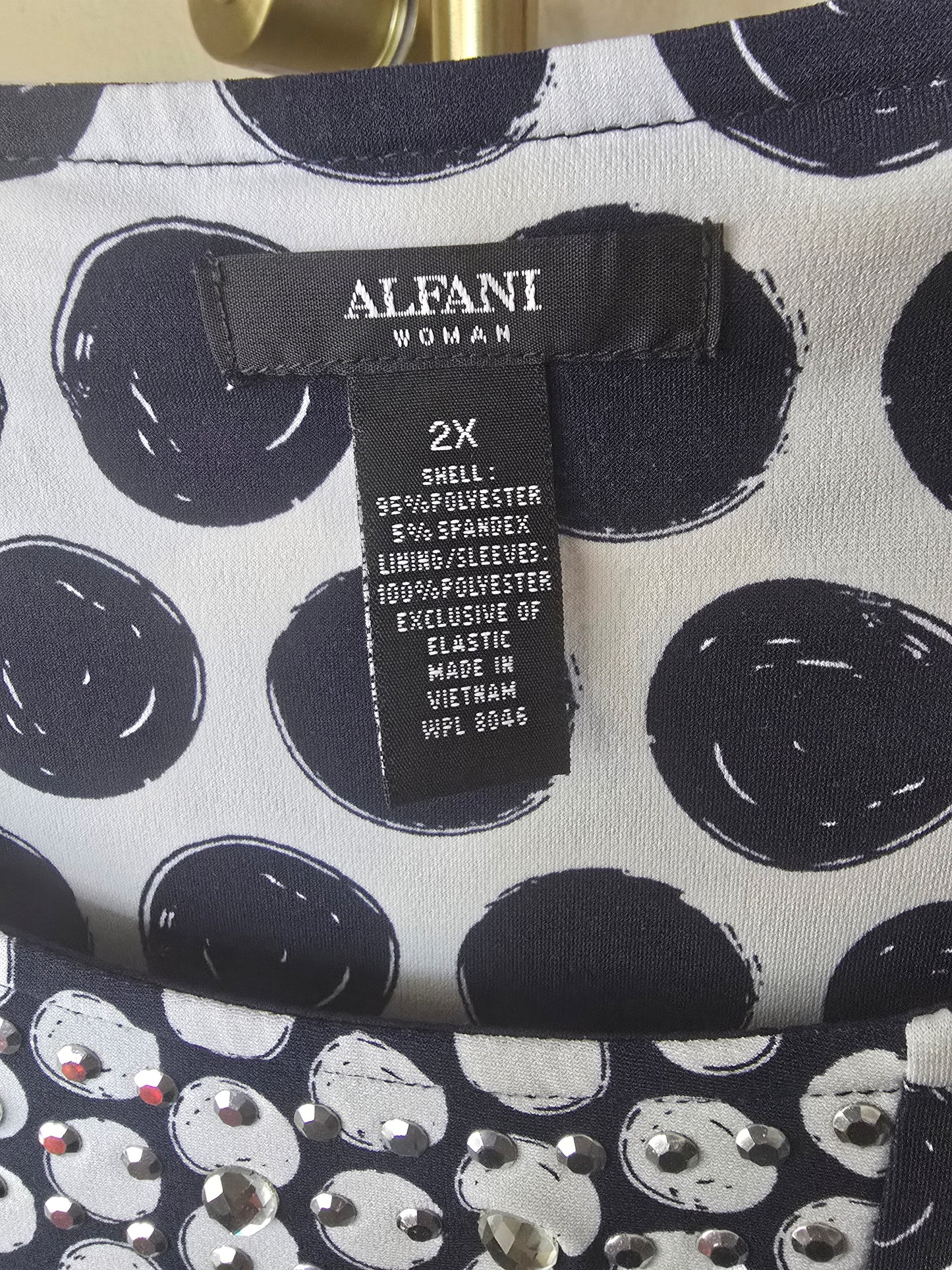 Pre-loved Alfani Black & White Polka Dot Blouse - Sheer Overlay