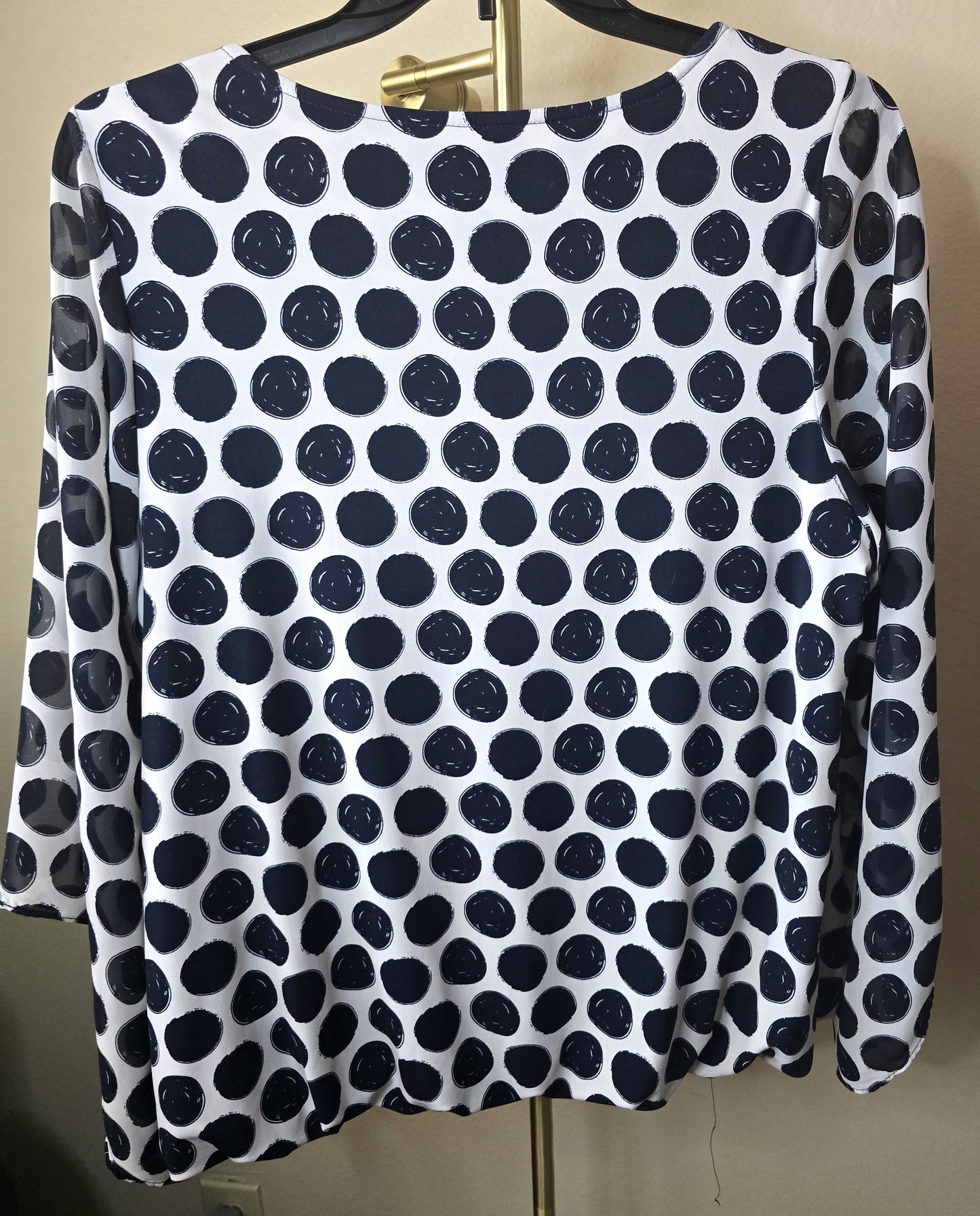 Pre-loved Alfani Black & White Polka Dot Blouse - Sheer Overlay