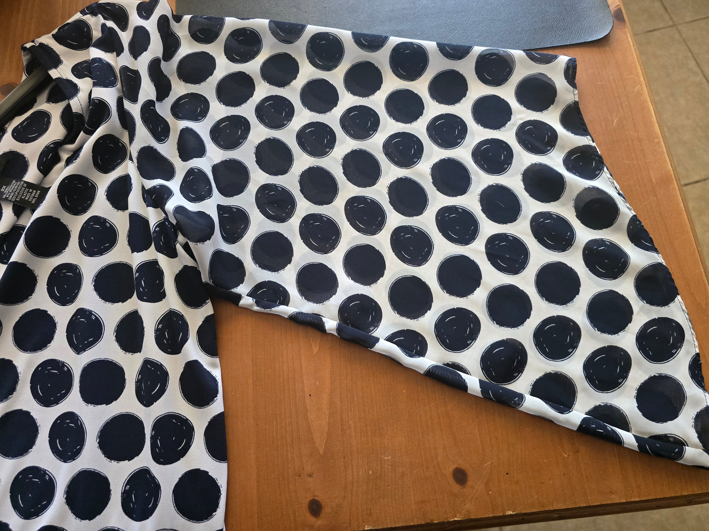 Pre-loved Alfani Black & White Polka Dot Blouse - Sheer Overlay