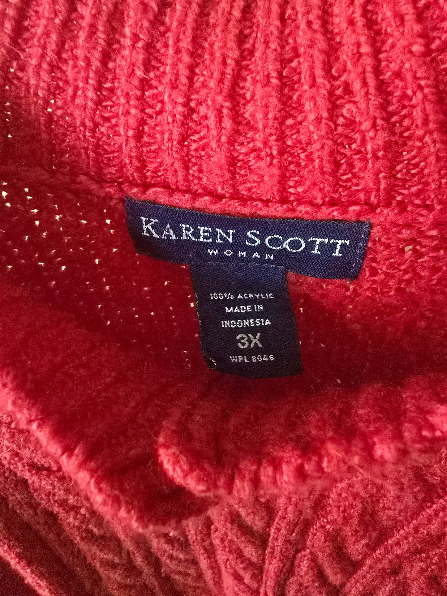 Pre-loved Karen Scott Red Cable Knit Sweater - Mock Neck Pullover