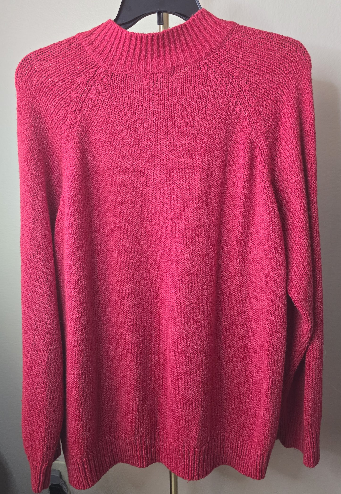 Pre-loved Karen Scott Red Cable Knit Sweater - Mock Neck Pullover