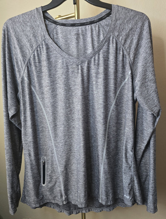Pre-loved Avia Grey Long Sleeve Active Top - V-Neck Athletic Shirt
