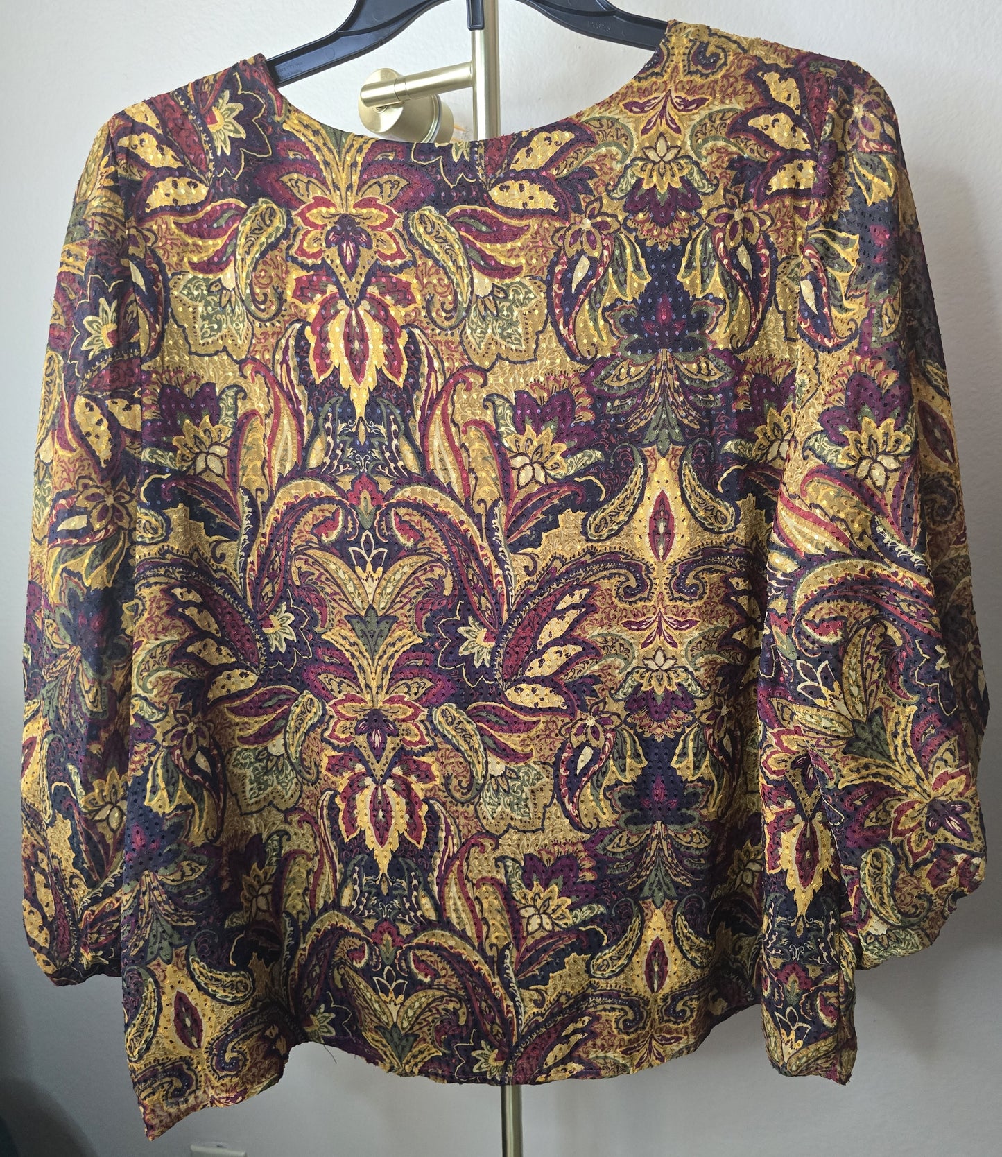 Pre-loved Vince Camuto Paisley Blouse - Burgundy & Gold Print Top