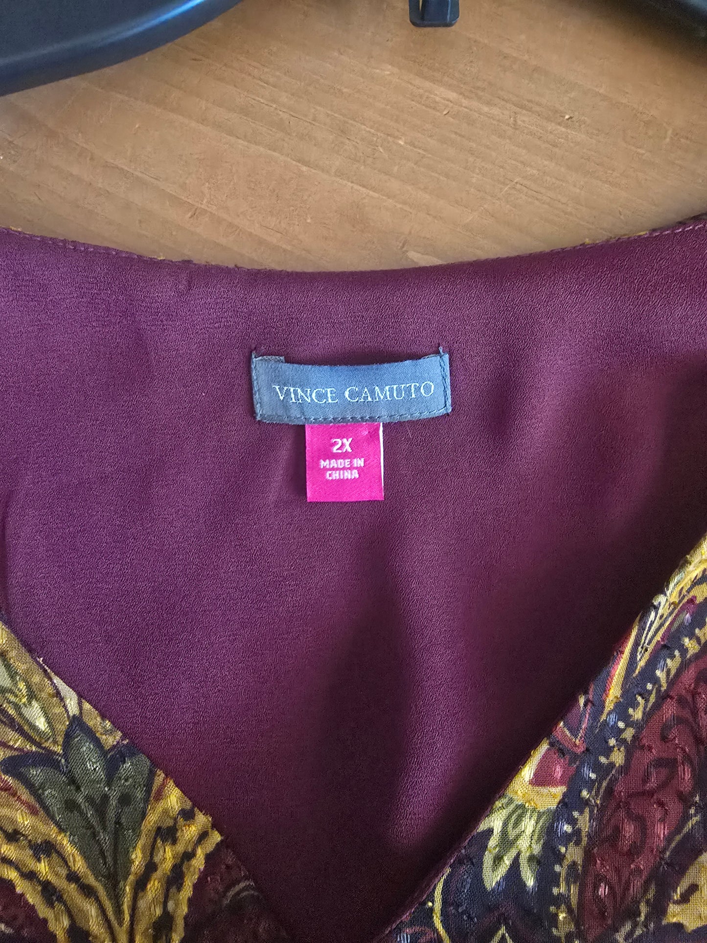 Pre-loved Vince Camuto Paisley Blouse - Burgundy & Gold Print Top