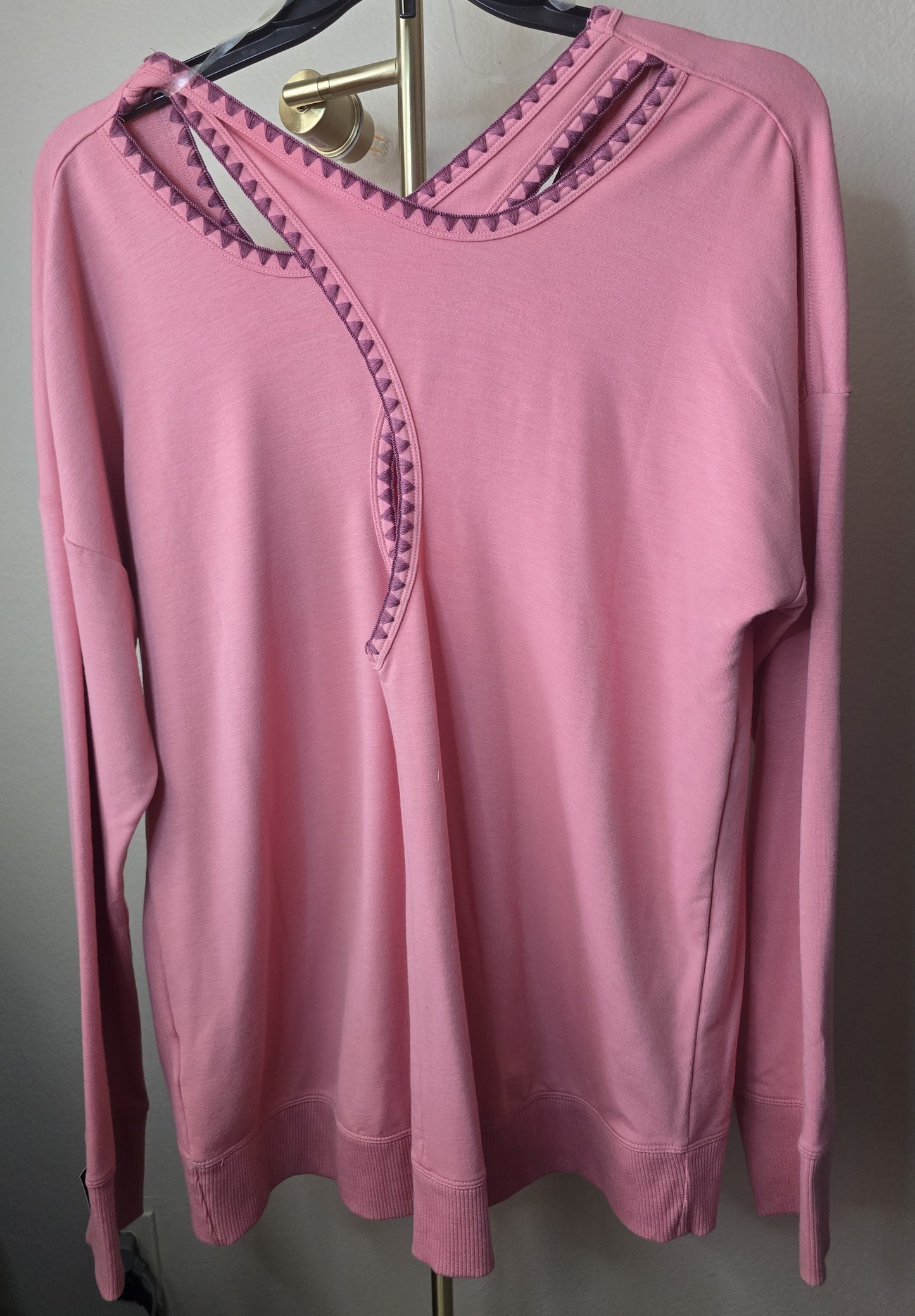 Ideology Blanket-Stitch Cross-Back Top Pink