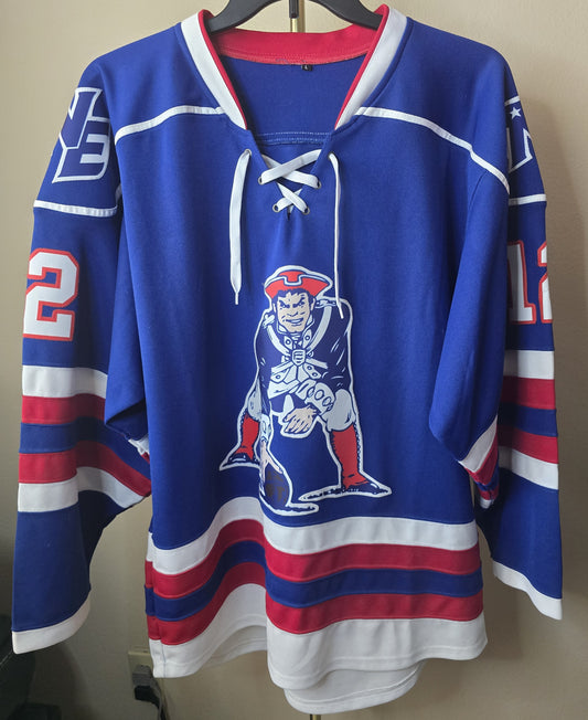 Pre-loved New England Patriots #12 Brady Hockey Jersey Style - Patriot Logo