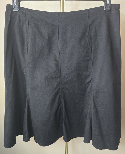 Pre-loved Black A-Line Skirt - Seamed Details & Flared Hem