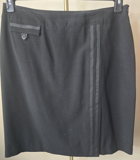 Pre-loved Black Pencil Skirt - Ribbon Stripe Detail & Pocket
