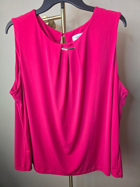 Pre-loved Calvin Klein Fuchsia Sleeveless Top - Gold Bar Detail