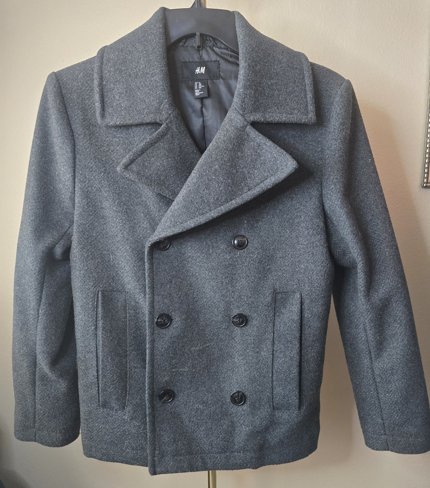Pre-loved H&M Grey Wool- Double Breasted Peacoat