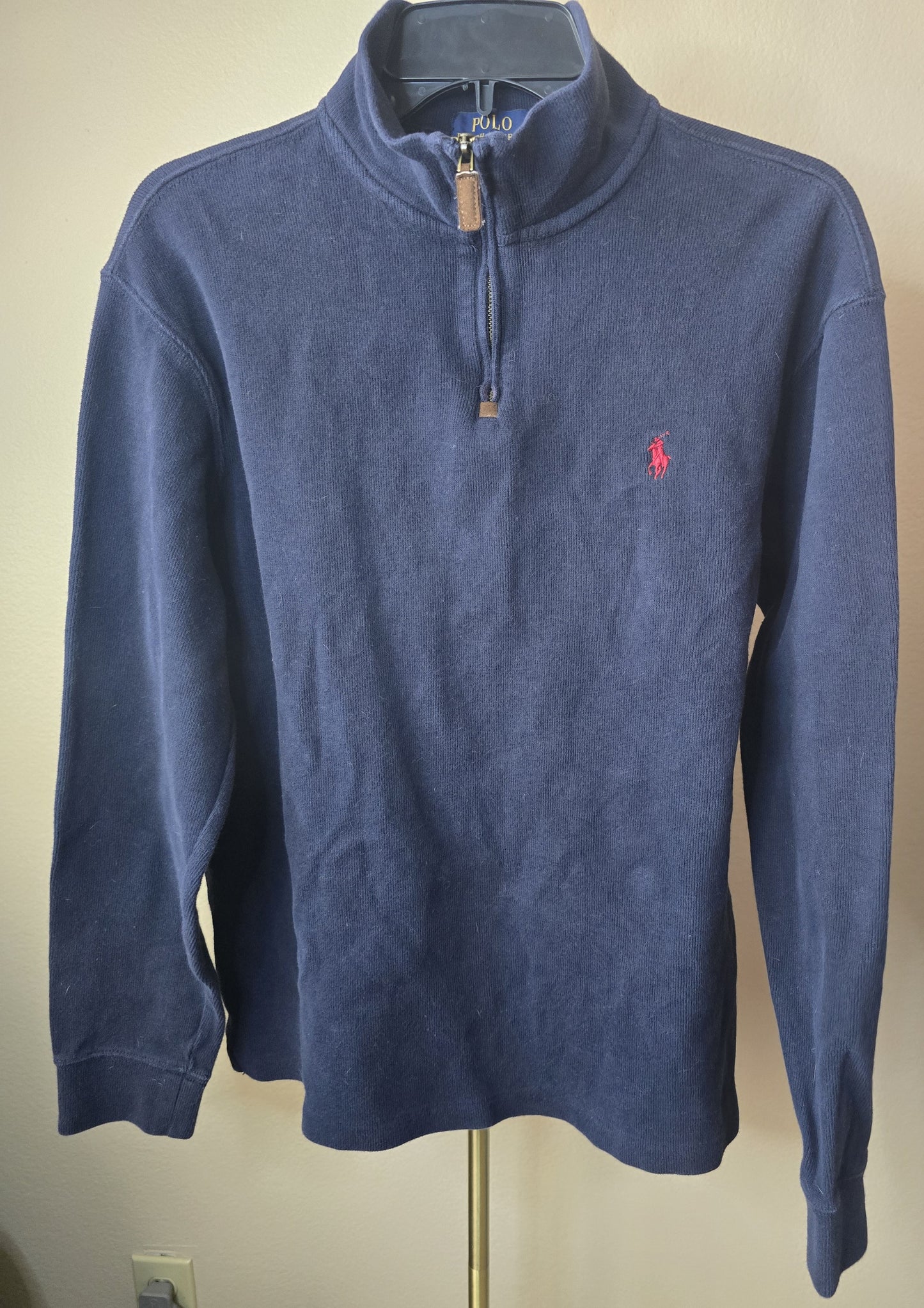 Pre-loved Polo Ralph Lauren Navy Blue Quarter-Zip Pullover
