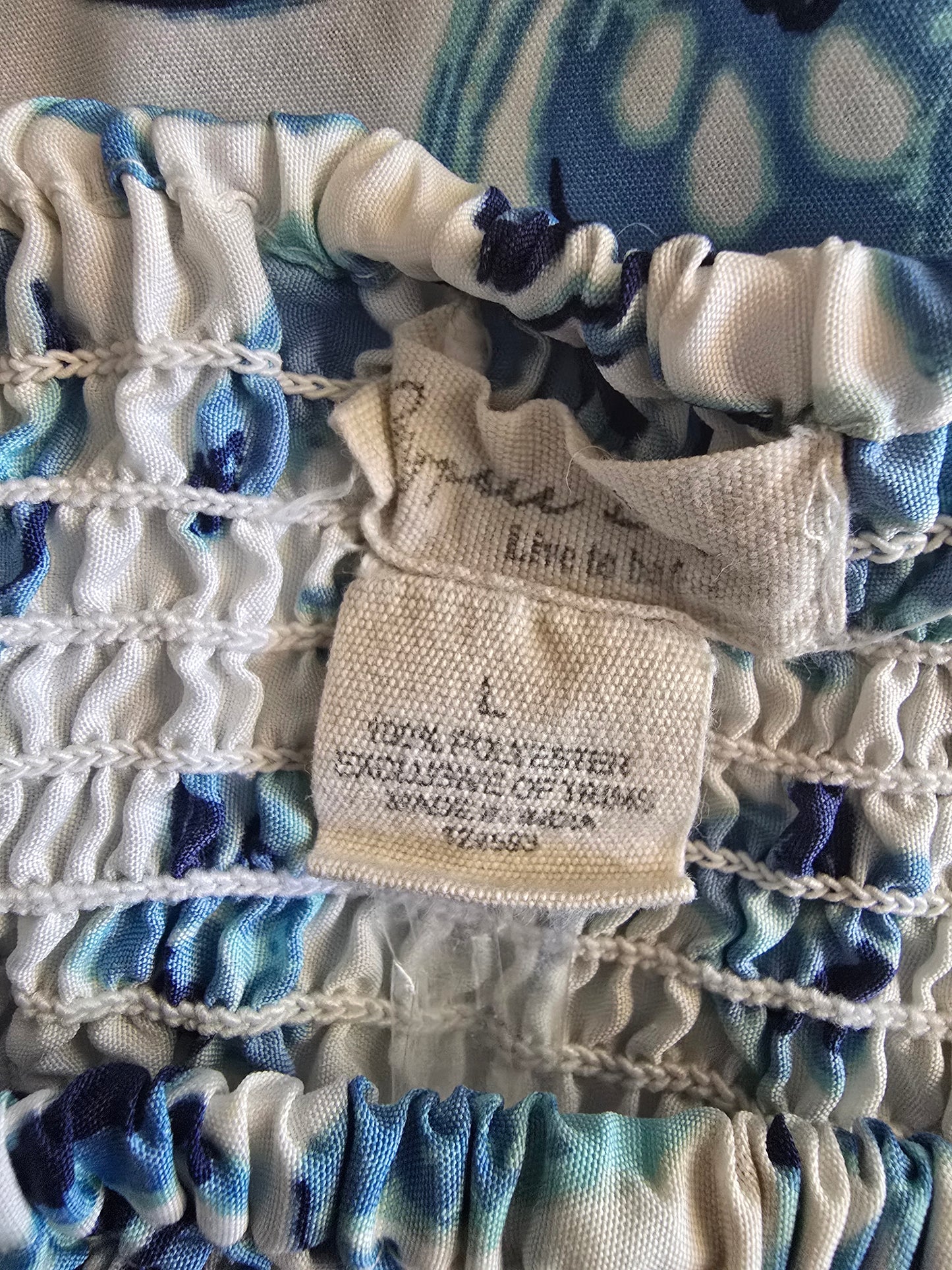 Pre-loved Blue & White Strapless Sundress - Smocked Bodice