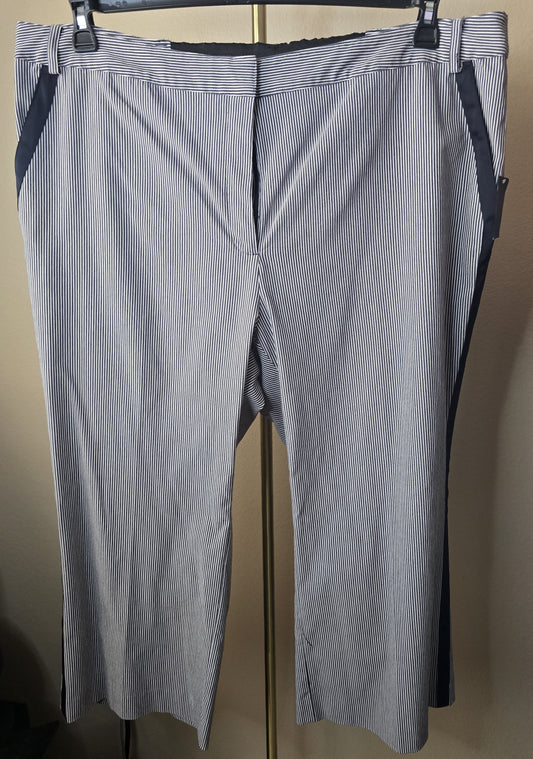 New Rachel Roy Navy & White Pinstripe Capris - Side Panel Detail