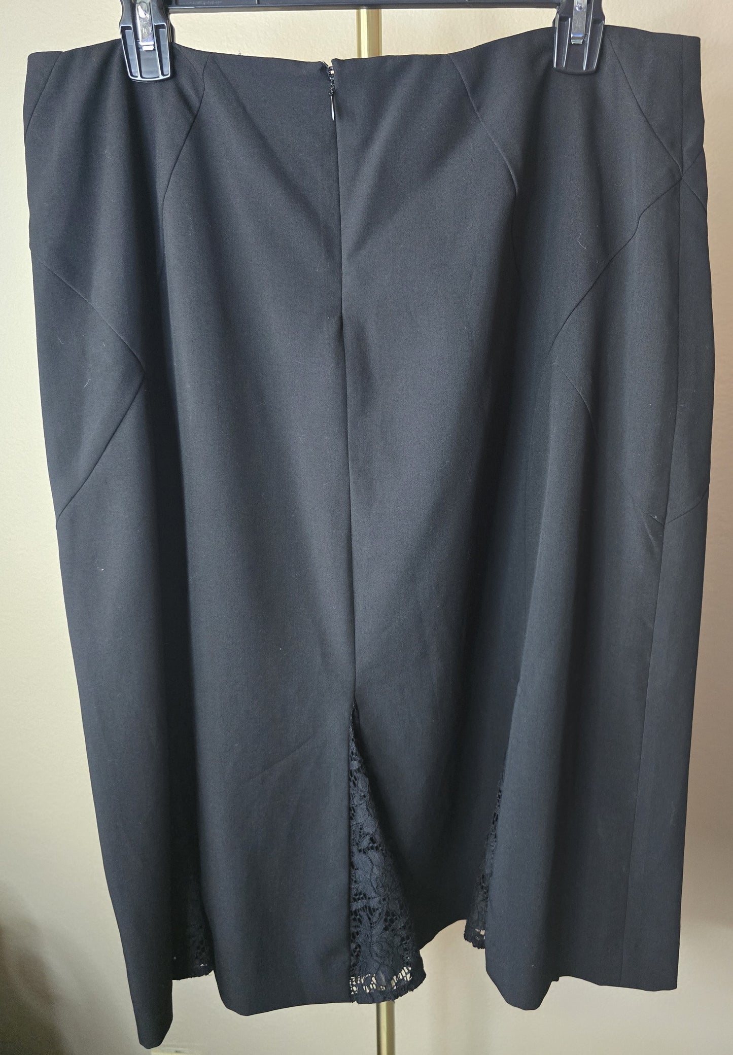 Pre-loved Black Pleated Skirt - Lace Inset Flare